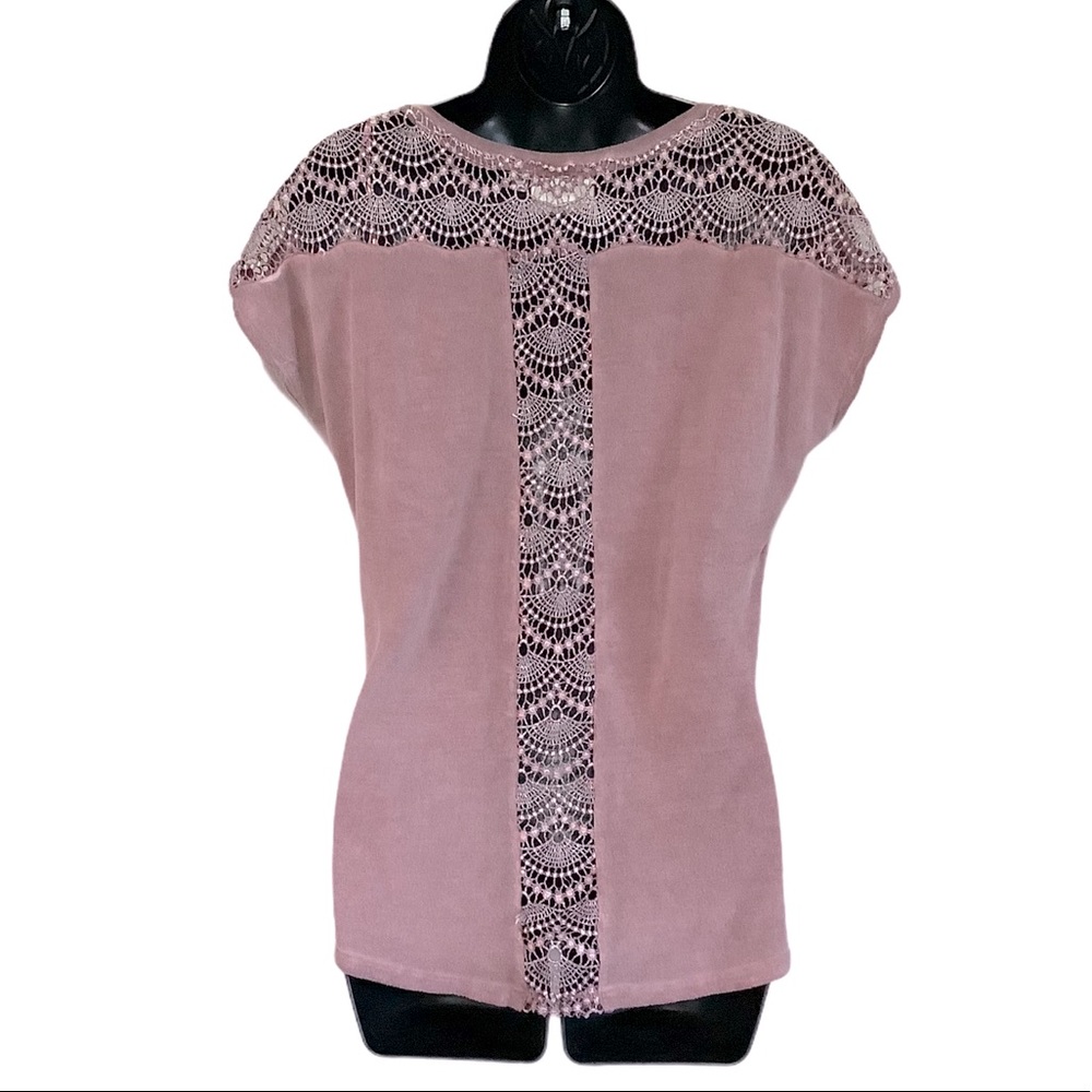 Danielle Womens Dove Lace Back Tee M